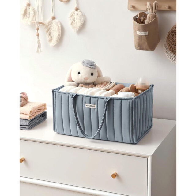 Nappy Caddy Organiser, Baby Diaper Caddy For Nappy Station, Stylish Storage Basket For Newborn Essentials, Baby Shower Gifts For Girl Or Boy, Blush Pi