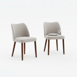 Home Linen Dining Chair Set of 2 Upholstered Fabric Dining Chair with Wood Legs, Wing Backrest, Wooden Kitchen Chairs with Thick Cushions, Leveling Fe