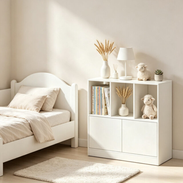 3 Tier Cube Bookcase with Storage Cabinet Modern Open Shelf Engineered Wood Bookshelf White