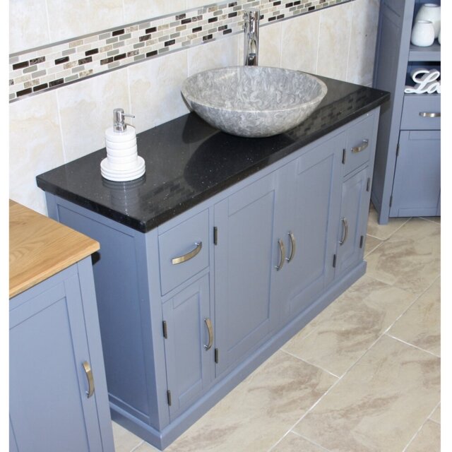Santorini 1230mm Single Bathroom Vanity with Vessel Stone Basin