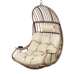 Hanging Swing Single Egg Pod Chair Max. Load 150 Kg With Cushions & Cup Holder
