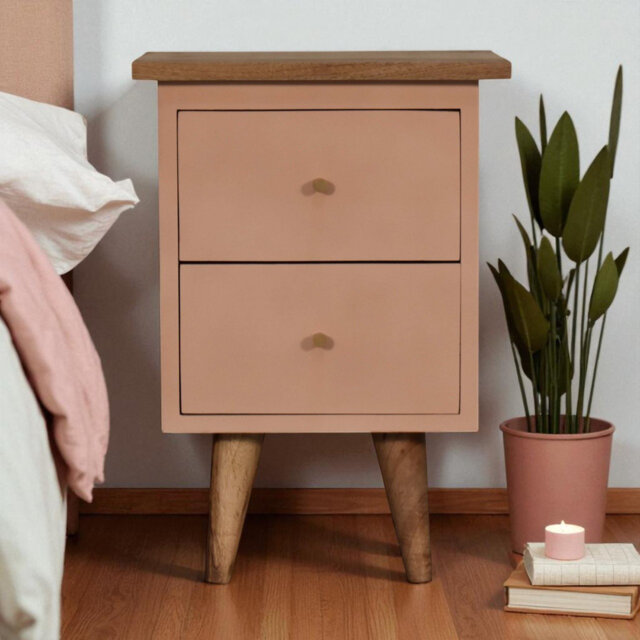 Berumen 2 Drawer Solid Wood Bedside Table