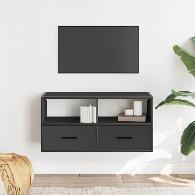 TV stand in brown oak wood and metal