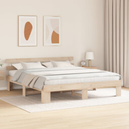 Vidaxl Bed Frame With Headboard Solid Pine Wood
