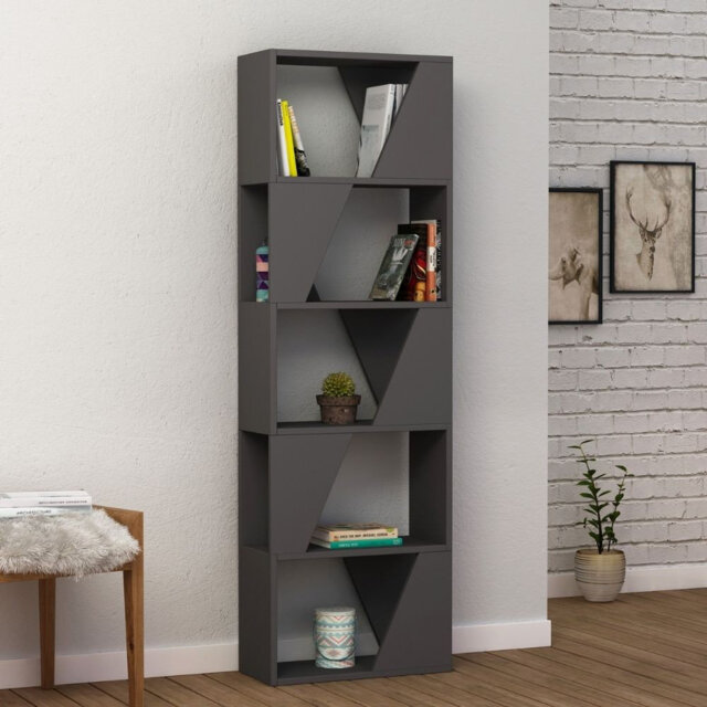 Gigi Modern Diagonal Freestanding Bookcase Stylish 5-Tier Storage Unit