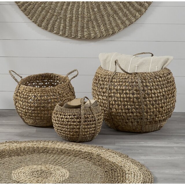 Water Hyacinth Seagrass 3 Piece Basket Set