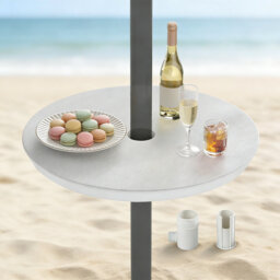 Round Outdoor Side Table With Umbrella Hole , 50cm W 50cm D