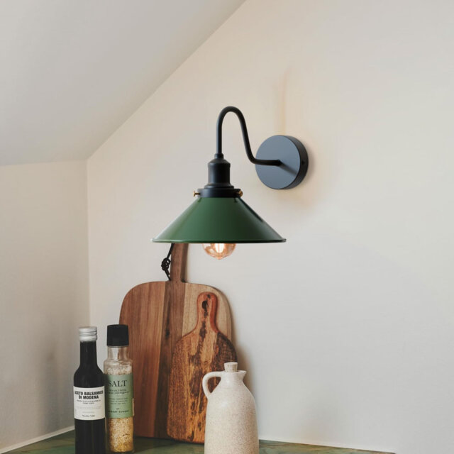 Vintage Wall Sconce Metal Shade E27 Industrial Wall Mount Lights Adjustable Cone Shade Easy Fit Wall Lamps Fixtures for Living Room1 Pack