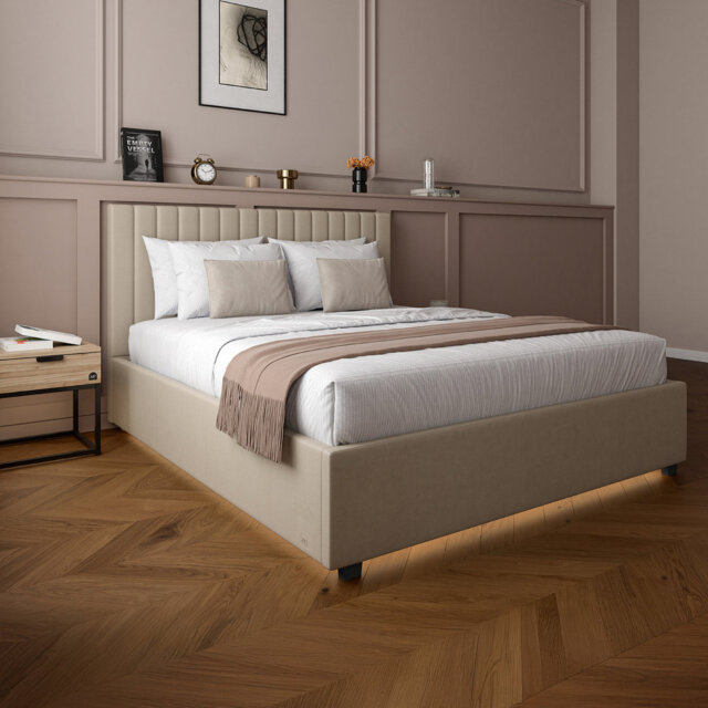 XR Living Maisie Fabric Ottoman Bed with LED Lighting