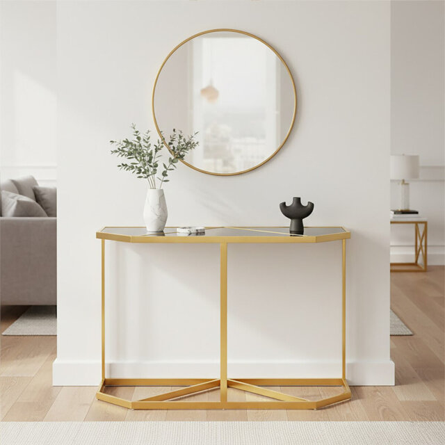 120cm Glass Top Console Table