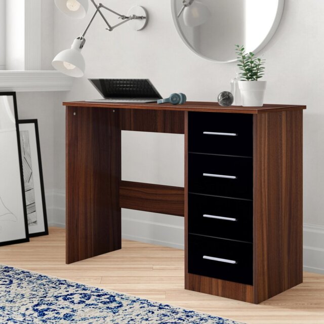 Eva High Gloss 4 Drrawer Dressing Table - H: 72cm x D: 39.5cm x W: 99cm