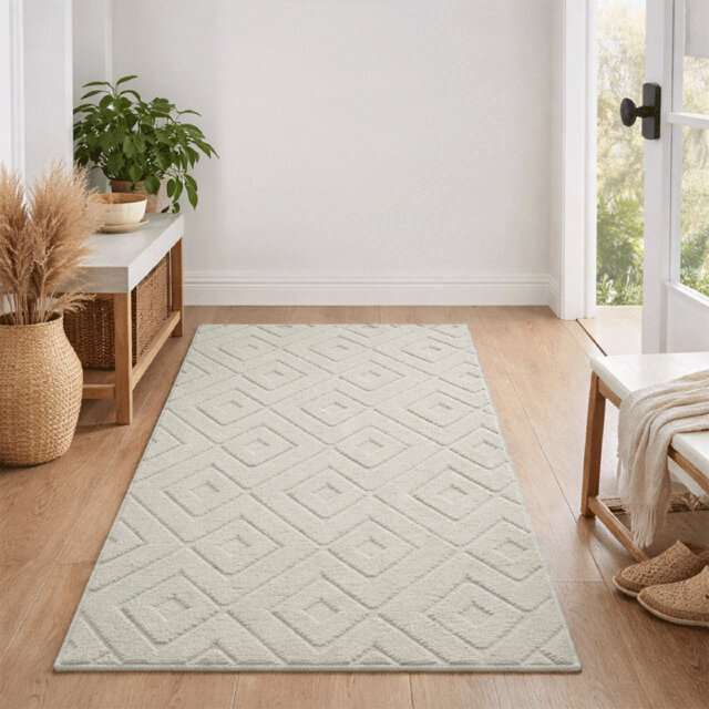 Luxury High Low Square Area Rug for Hallway Bedroom Children Room