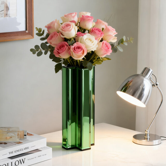 Table Vase Mirror Glass Decor Samll Vase