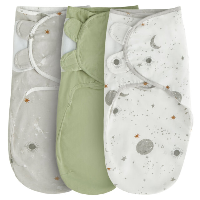 Silentnight Safe Nights Breathable 100% Soft Cotton Baby Swaddle - Pack Of 3
