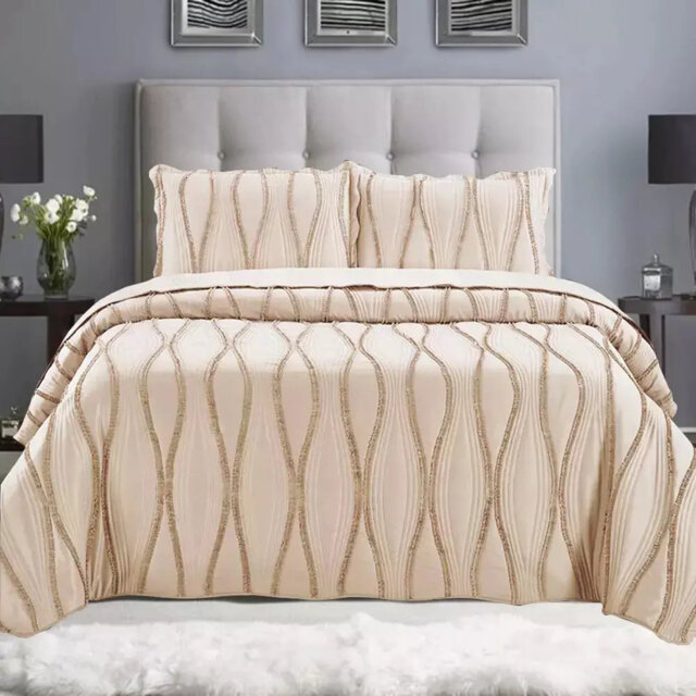 3 Piece Quilted Bedspread Reversible Comforter Bedding Set Bed Throw