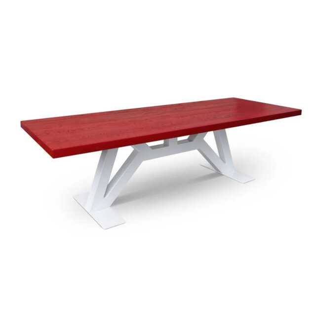 Neus Solid Wood Top Metal Base Dining Table