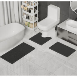 Bath Mat Set , Non Slip,  Water Absorbent Pedestal & U Shape Bathroom Toilet Rugs