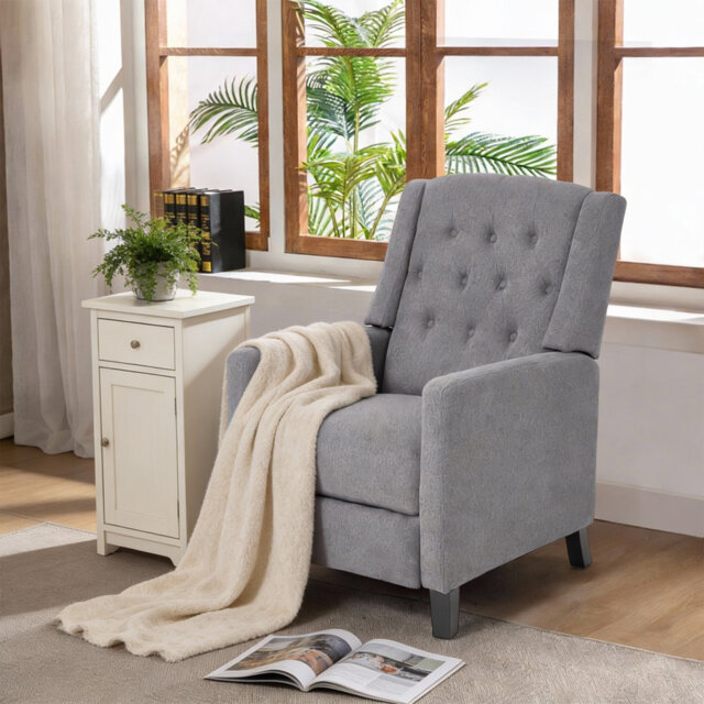 Single Upholstered Sofa Pushback Recliner Chair Armchair