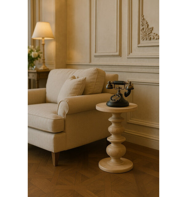 Solid Wood Tray Top Drum End Table