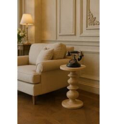 Solid Wood Tray Top Drum End Table