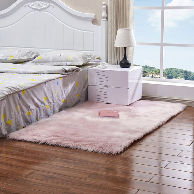 Livingandhome Retangular Super Soft Shaggy Area Rug Pink