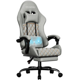 Gaming Chair with Massage function, Video Game Chair, Gaming Computer Chair, Ergonomic Chairs for Adults with Headrest and Lumbar Support, Swivel Brea