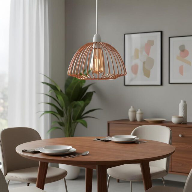 Metal Wire Cage Ceiling Light Shade Easy Fit Pendant Lamp for Indoor Hanging Light, Round Cage Lampshade for Living Room Bedroom Restaurant