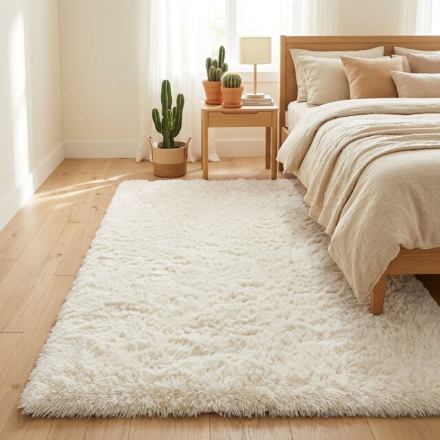 Aalieyah Deep Pile Fluffy Shaggy Area Rug for Indoor/Outdoor Use cream white
