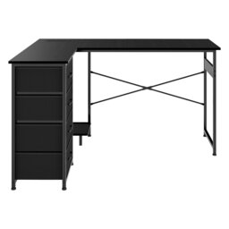 L-Shaped Metal Base Standing Desk with Power Outlet
