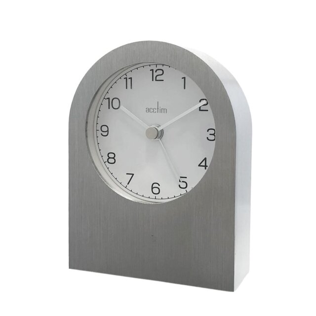 Acctim Sutherland Mantel Clock Quartz Brushed Metal Contemporary Energy Efficient Movement