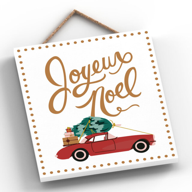 Joyeux Noel Car Festive Christmas Wooden Plaque Vivid Squid Wholesale Wall Decor