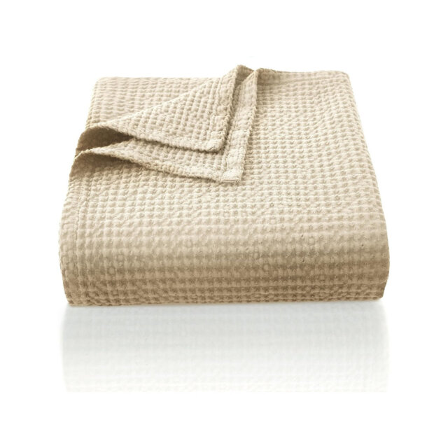 Cotton Waffle Blanket 150x200cm Twin Double Size Khaki