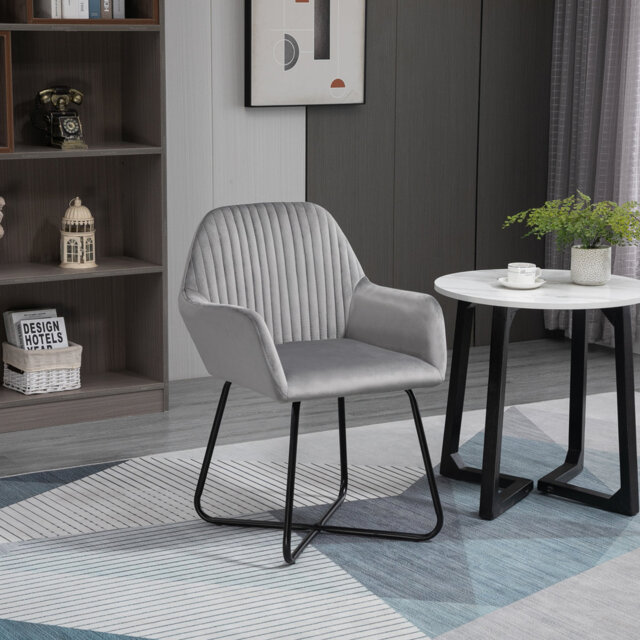 HOMCOM Modern Accent Chair Velvet-Touch Fabric Armchair Green