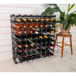 Bohun 72 Bottle Solid Wood Standard Wine Bottle Rack Black