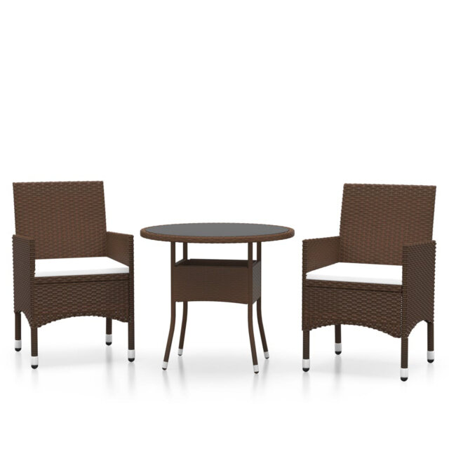 Solid Wood and Poly Rattan Garden Bistro Set