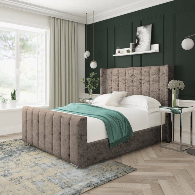 Aspen Crushed Velvet Upholstered Bed Frame