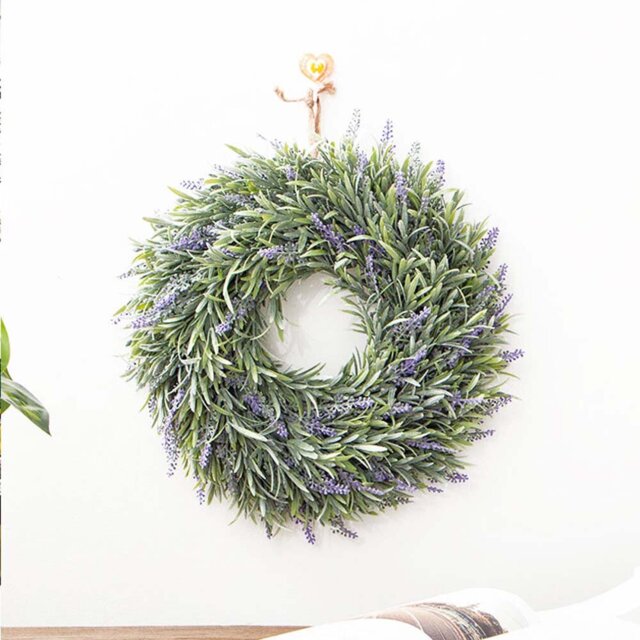 30cm Round Artificial Lavender Hanging Wreath for Decoration