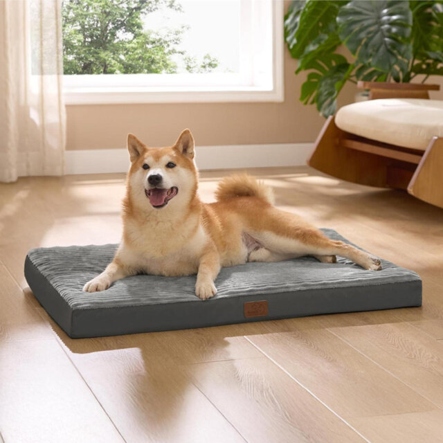 Orthopedic Dog Bed Medium - 89X56x7cm Washable Dog Crate Bed With Non-Slip Bottom And Removable Washable Cover, Egg Crate Foam Pet Mattress, Grey
