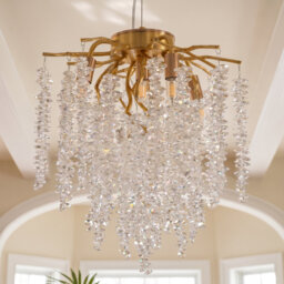 "Modern Gold Tree Branch Crystal Chandelier, 12"", G9 (No Bulb)"