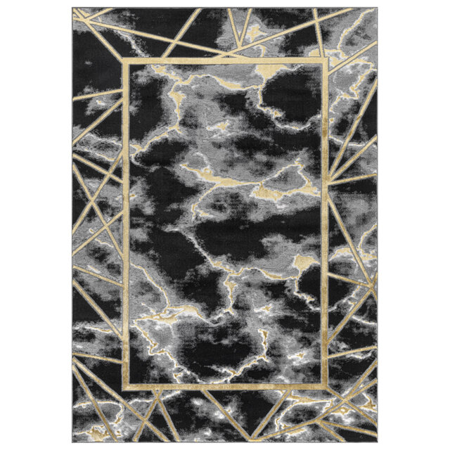 Keins Black Modern Abstract Geometric Area Rug â Soft Washable Polypropylene Carpet for Living Room, Bedroom & Hallway â Stain Resistant & Durable
