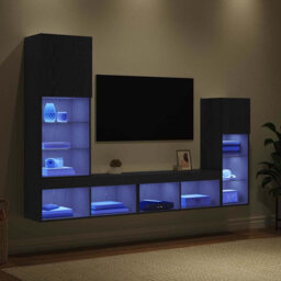 vidaXL TV Wall Units 4 Piece with LED Floating TV Cabinet Engineered Wood