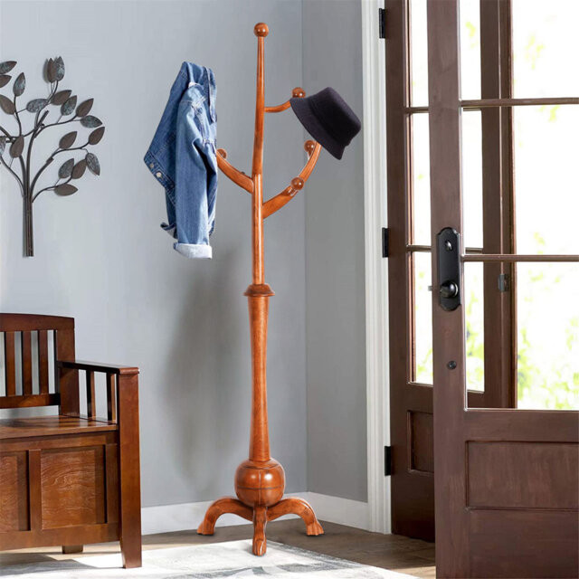 Solid Wood Freestanding 8 - Hook Coat Rack