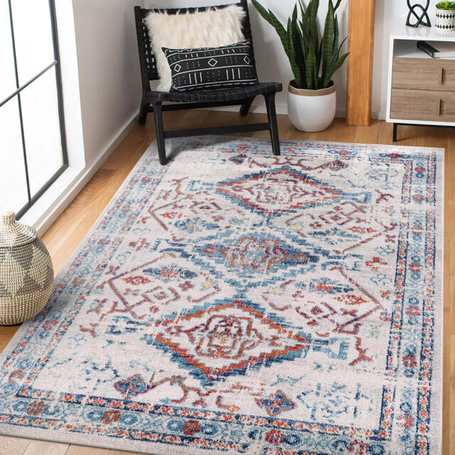 Soft Medium Pile Area Rugs Living Room Carpet Pad Oriental Vintage Rug Non Slip Entryway Rug 7661