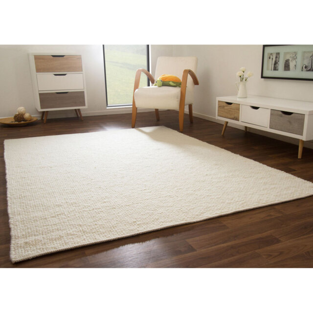 Handmade Flatweave Behr Rug Made of Wool in White