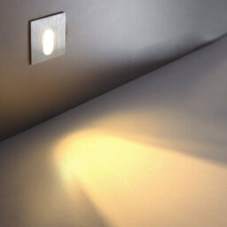 UltraBeam 1 Watt Square Recessed Indoor Wall Light - Stairway and Stair Riser Light - Brushed Aluminium Finish