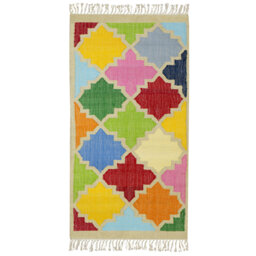Daaiel Handwoven Cotton Yellow/Blue/Pink Rug
