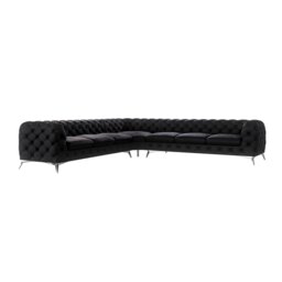 Chesterfield Corner Sofa L-Shape  with Silver Metal Legs