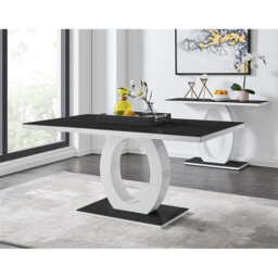 Scottsmoor High Gloss Halo Dining Table Set & 6 Luxury Velvet Dining Chairs - Modern Design