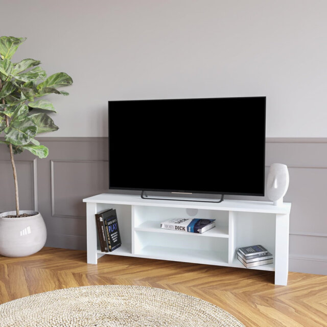 TV Stand Cabinet For 50 Inch TV Unit With Open Shelves And Resilient Finish, Ideal For Living Room And Office