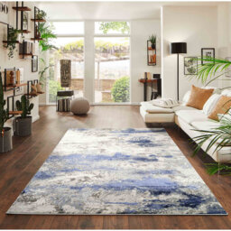 Hesperange Abstract Power Loom Navy Area Rug
